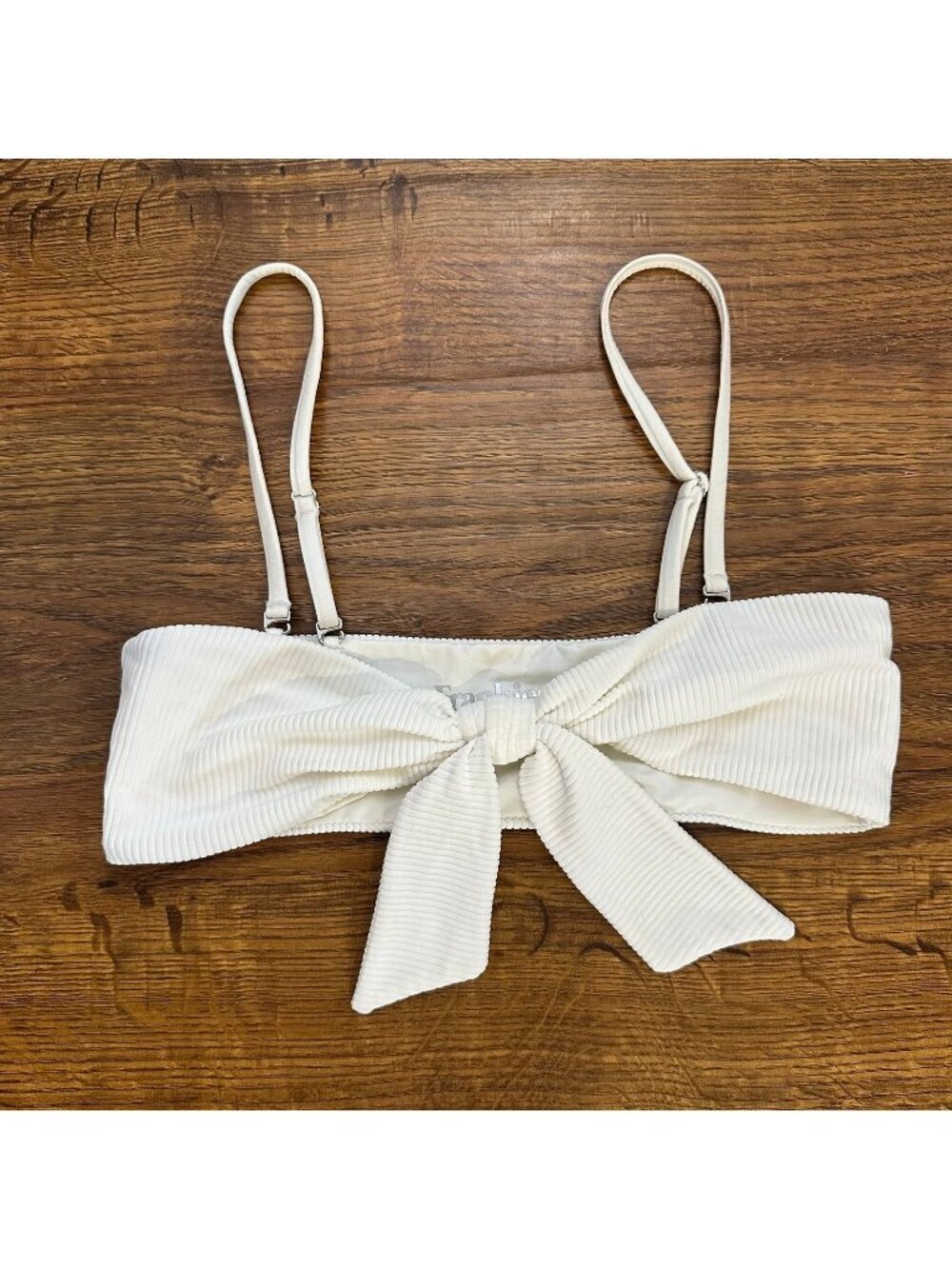Frankie’s Bikinis ribbed tie front bikini top